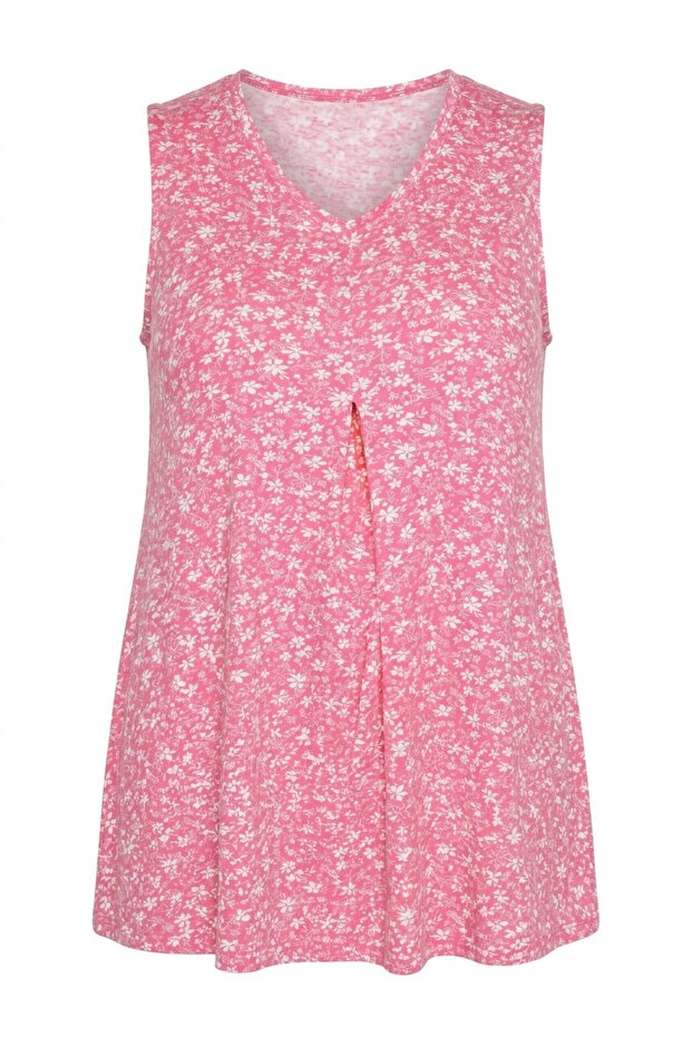 بلوزة ليكرا منقوشة على شكل حرف V مقاس كبير - 321778 - 7