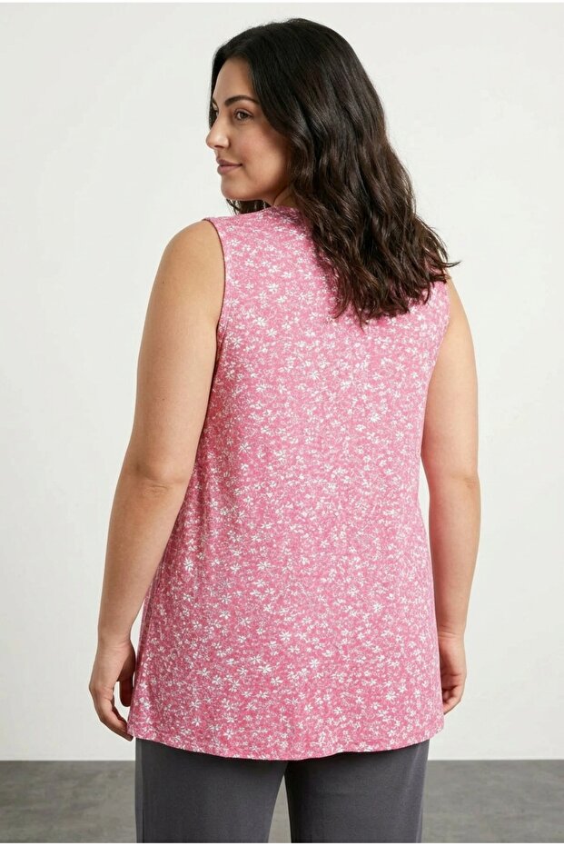 بلوزة ليكرا منقوشة على شكل حرف V مقاس كبير - 321778 - 6