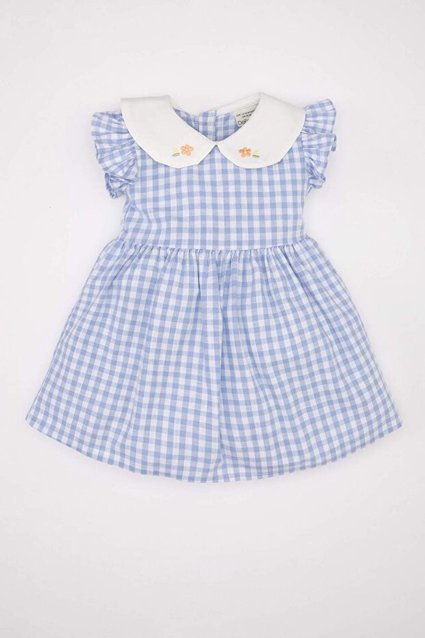 Checked Short-Sleeved Poplin Dress Baby Girl D3466A524Hs