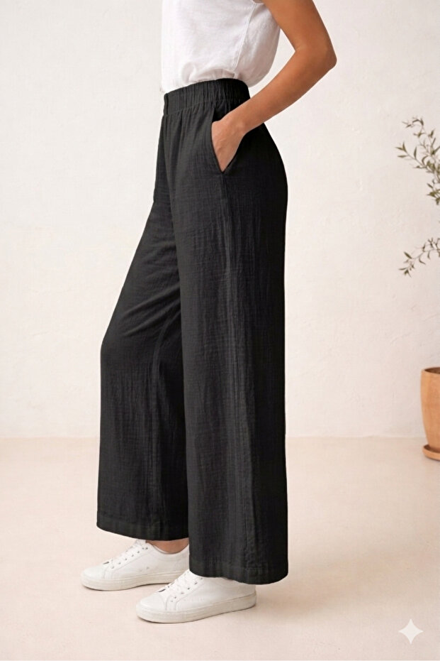 Muslin 100% Cotton Trousers with Pocket Details