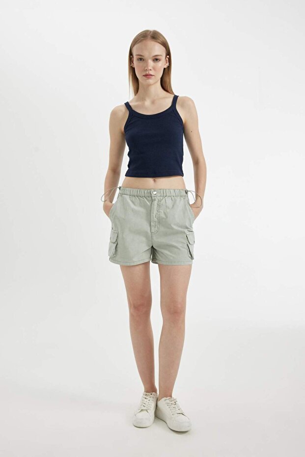 Coool 100% Cotton Regular Fit Normal Waist Short Leg Gabardine Shorts A3688Ax24Hs