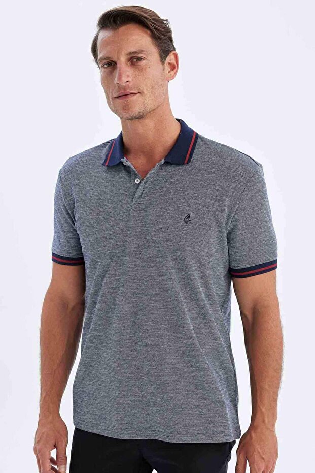New Regular Fit Short Sleeve Pique Polo T-Shirt C6006Ax24Sm