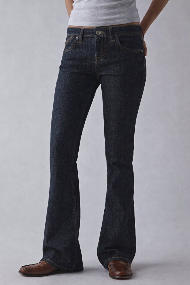 Morgan Grayish Dark Navy Low Waist Flare Jeans
