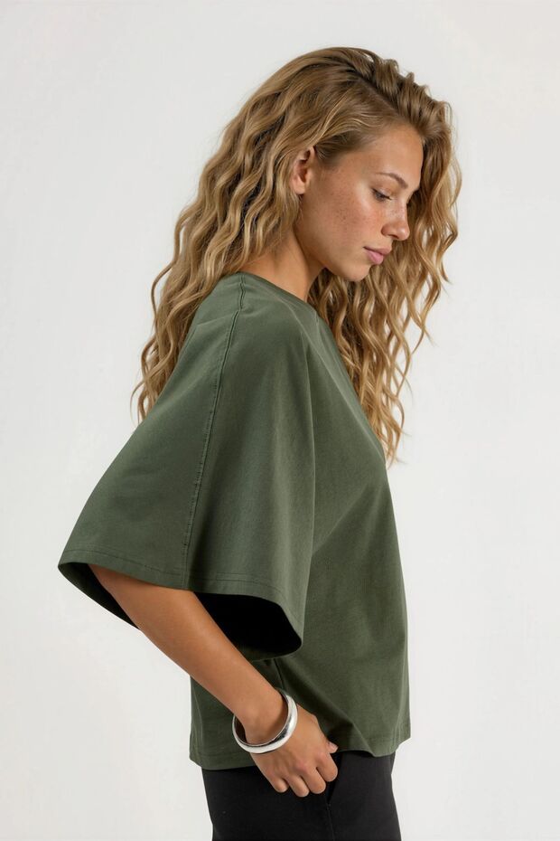 BUSEM Oversize Bisiklet Yaka Tişört - 2