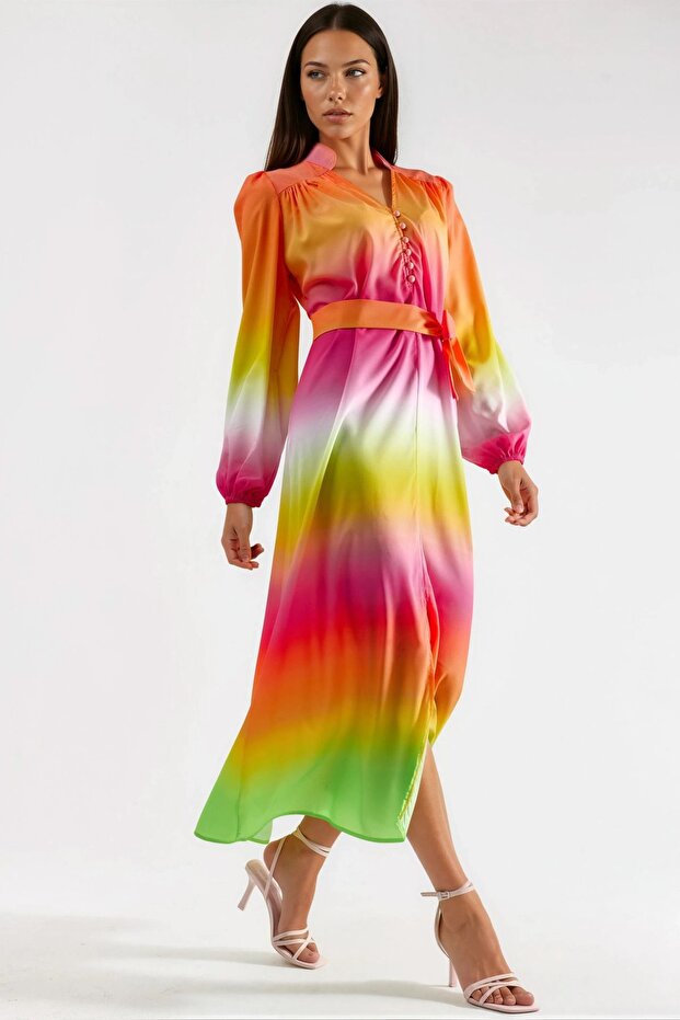 Rochie maxi MSN Ombre cu curea - 2