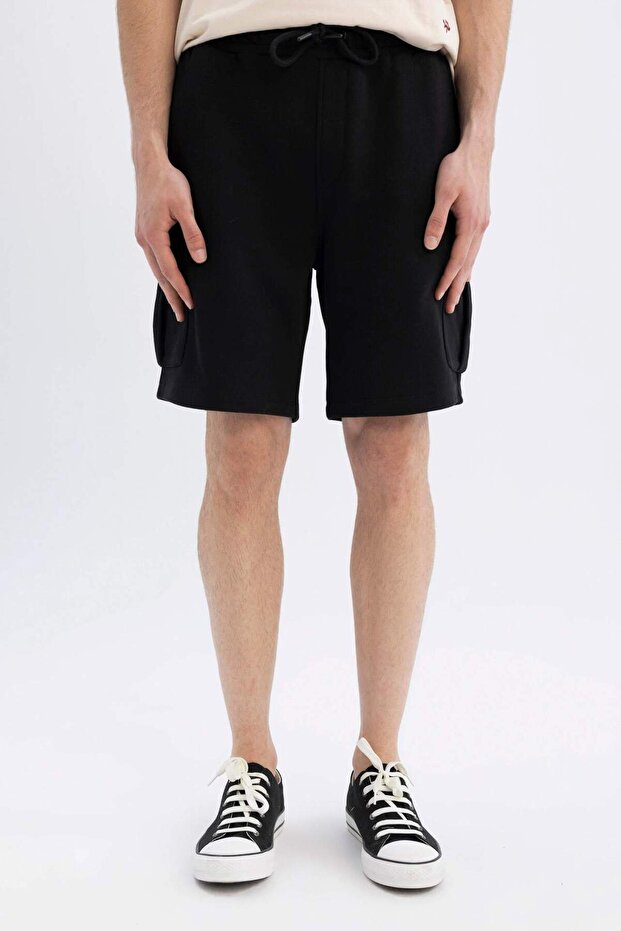 Regular Fit Kargo Cepli Basic Düz Bermuda Şort D0476AX24SM - 3