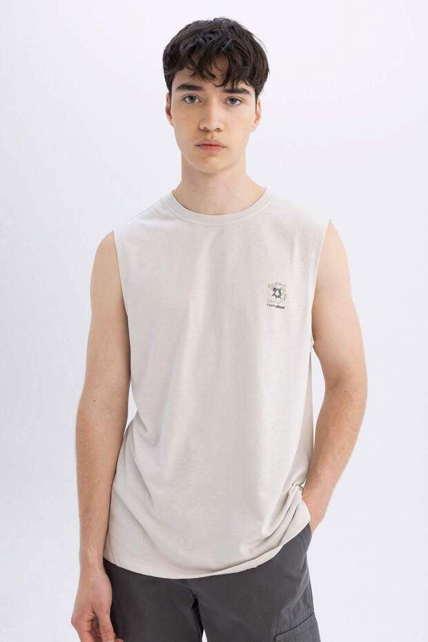 100% Cotton Regular Fit Printed Crew Neck Undershirt C5041Ax24Hs