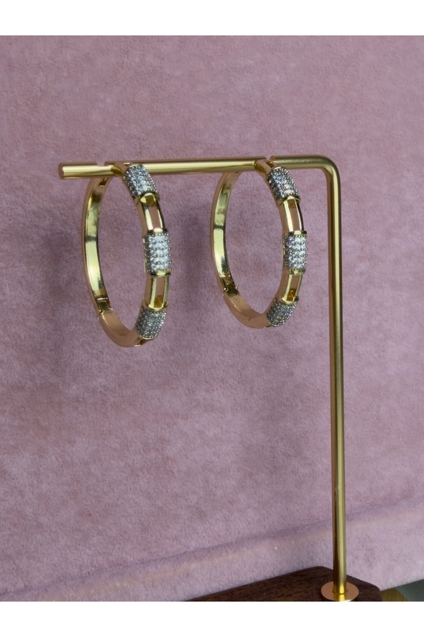 Glamour Stone-Set Hoop Women's Steel Earrings