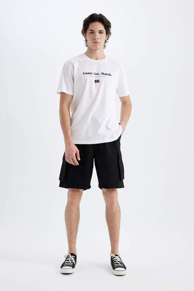 Relax Fit Straight Leg Gabardine Bermuda Shorts C5400Ax24Sm
