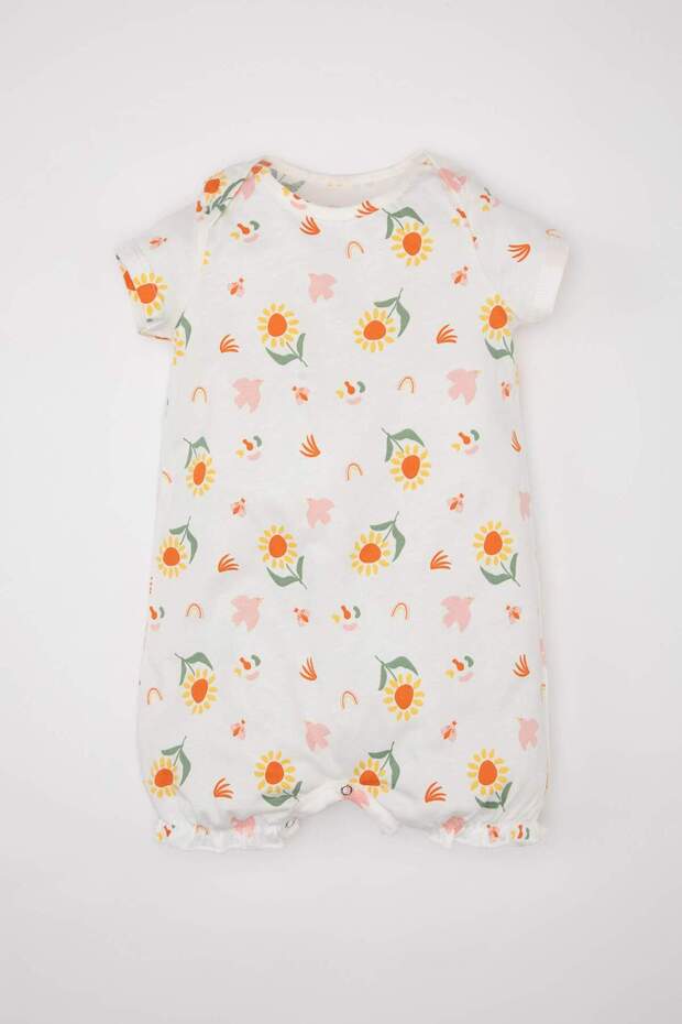 Baby Girl Newborn Floral Combed Cotton Short Sleeve Romper C8770A524Sm