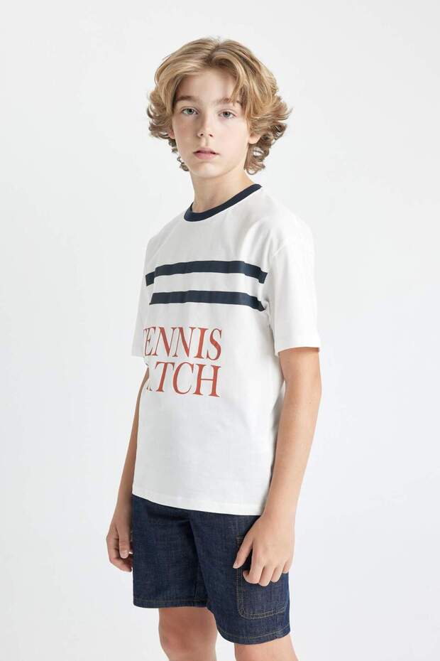 Boys Oversize Fit Crew Neck Printed Short Sleeve T-Shirt C4904A824Hs
