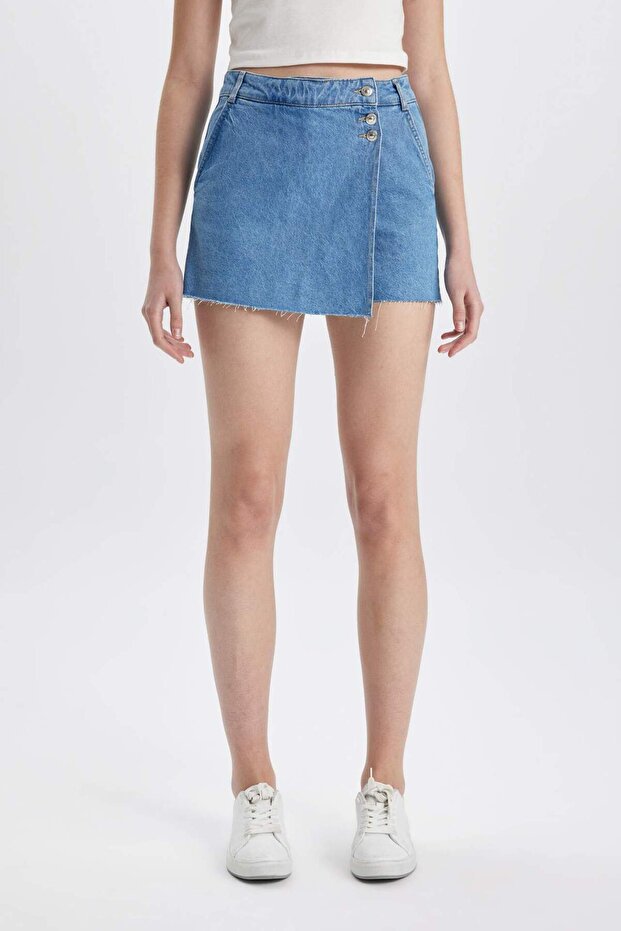 High Waist Jean Shorts Skirt C0698Axnm28Mc