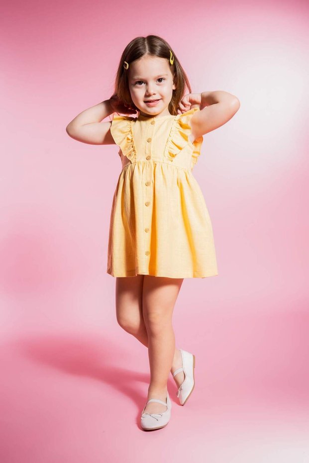 Baby Girl Sleeveless Linen Look Dress Z5119A224Sm