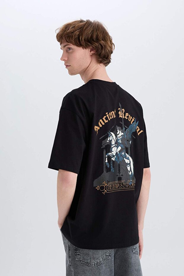 Oversize Wide Fit Crew Neck Back Print Short Sleeve T-Shirt C3631Ax24Sp