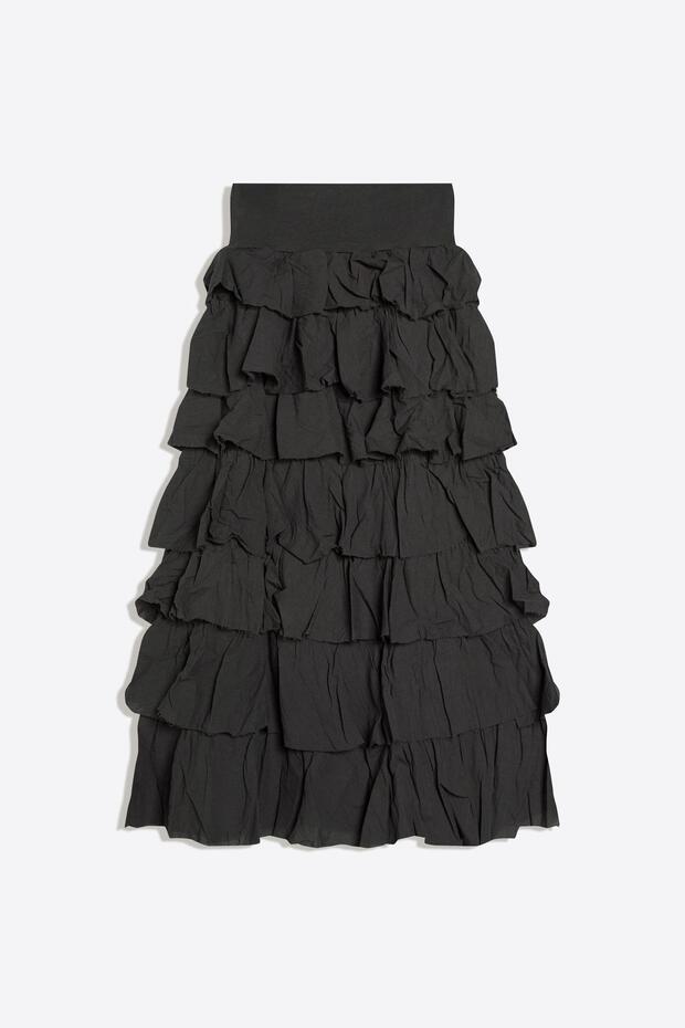 Fırfırlı rustik midi etek - 4