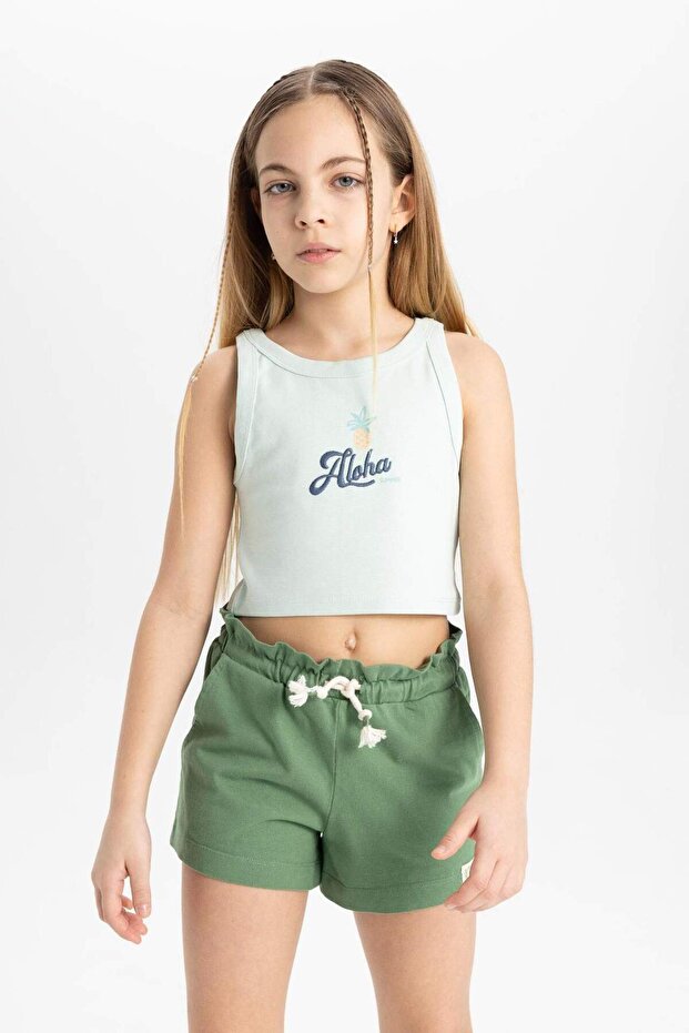 Crew Neck Printed Athlete Girls' Top C1582A824Sm