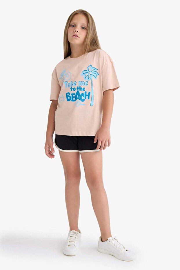 Kız Çocuk Beli Lastikli Basic Düz Şort B5164A824HS - 2