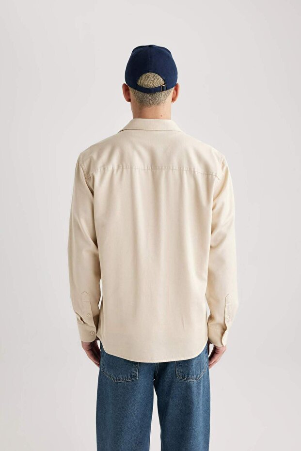 Regular Fit Basic Einfarbiges Langarmshirt B3670ax24sp - 5