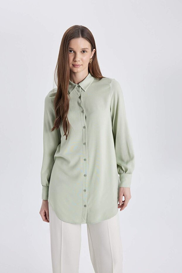 Regular Fit Basic Long Sleeve Shirt Tunic Z3538Az24Sp