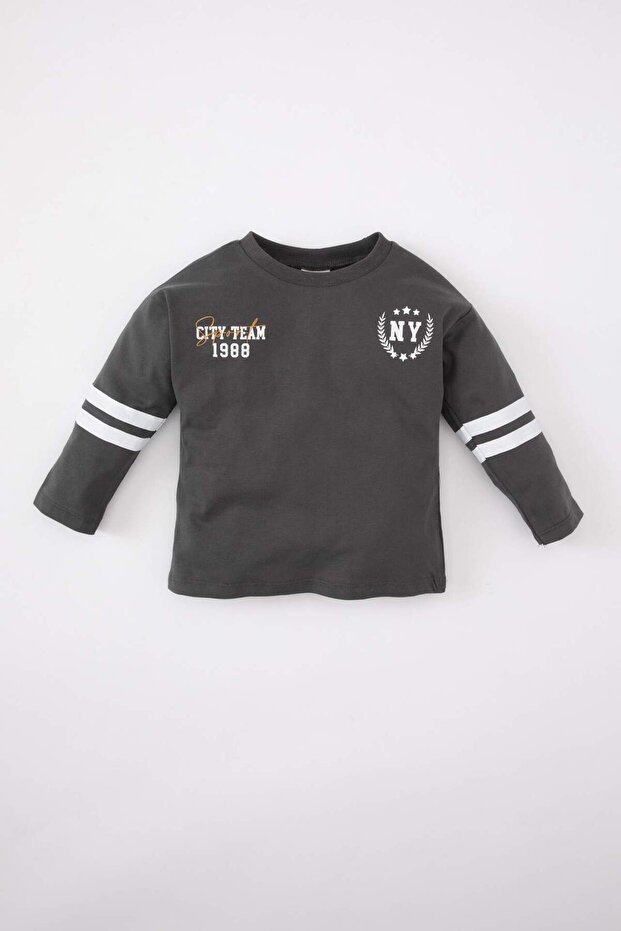 Baby Boy Crew Neck Printed Long Sleeve T-Shirt C3606A524Sp