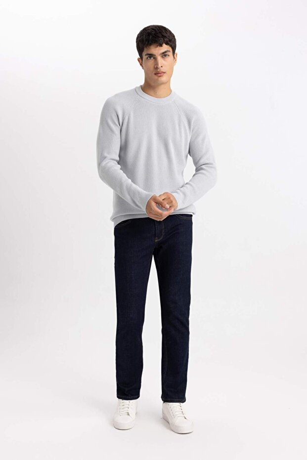 Standard Fit Regular Fit Rundhalsausschnitt Basic Solid Strickpullover A8458AX24SP - 2