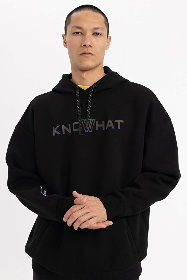 Oversized Wide Fit Hooded Printed Sweatshirt B8123Ax23Cw