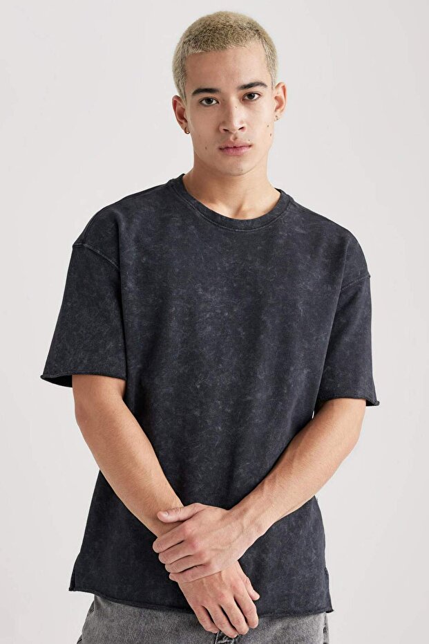 Comfort Regular Fit Comfortable Fit Crew Neck Washed Faded Effect Short Sleeve T-Shirt B9223Ax23Wn
