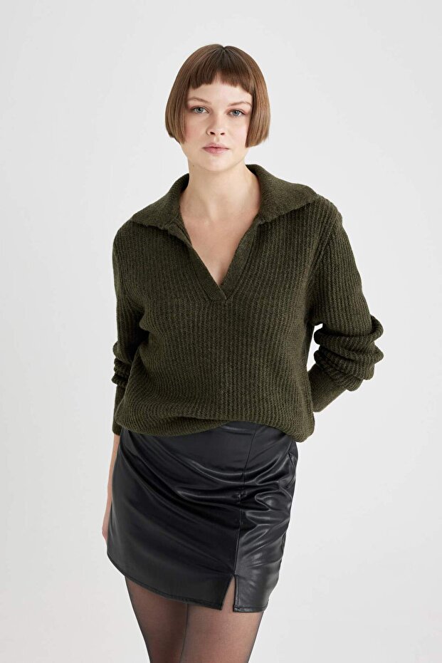 Relax Fit Polo Collar Lace Pack Sweater C0778Ax23Wn