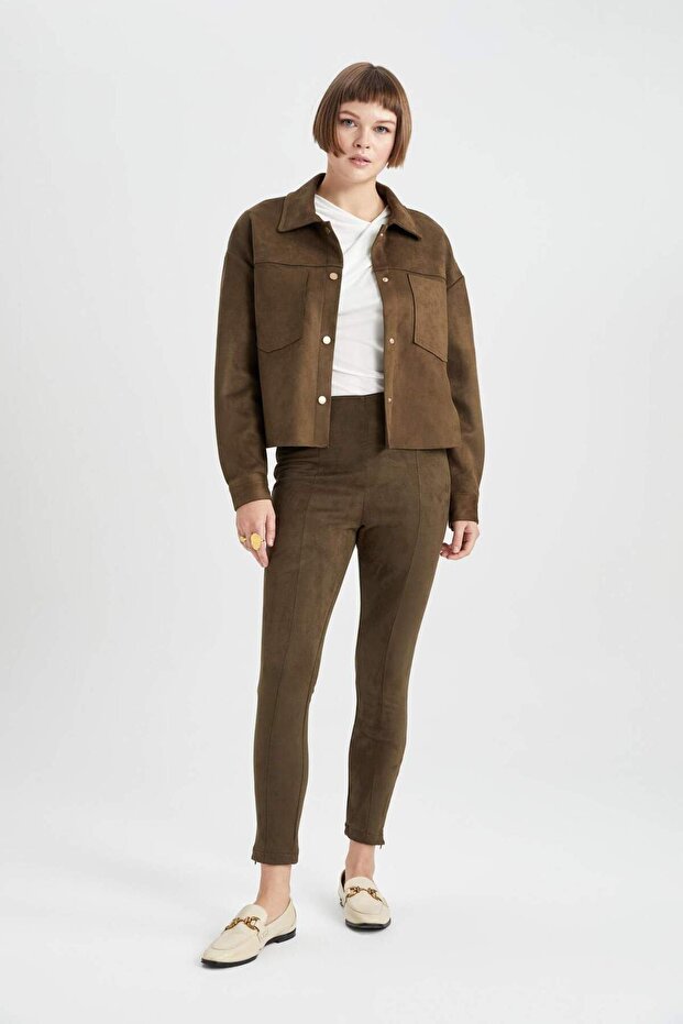 Normal Bel Basıc Uzun Süet Tayt V7491AZ23WN - 4