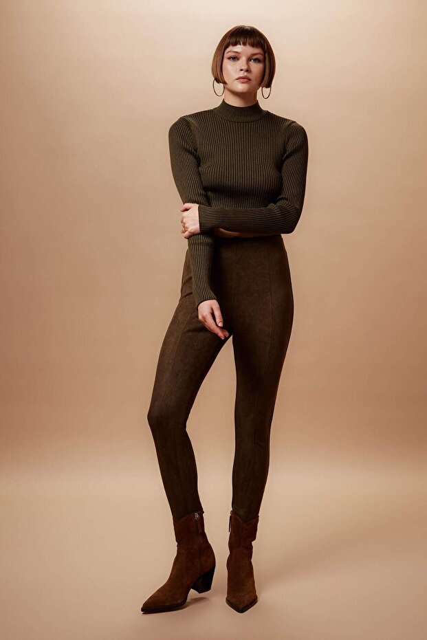 Normal Bel Basıc Uzun Süet Tayt V7491AZ23WN - 2