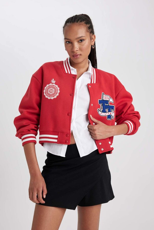 Oversized Wide Fit College Collar Embroidered Thick Bomber Jacket B2593Ax23Wn