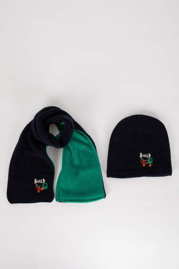 Baby Boy 2-Piece Fleece Scarf Beanie Set B4362A523Wn