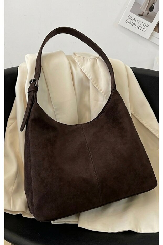 Women's Shoulder Bag Soft Exterior Textured Quality Craftsmanship Lined Eyelet Suede Leather Handbag with Zipper