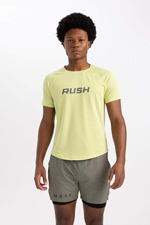 Defactofit Slim Fit Collar Printed Sportsman Short Sleeve T-Shirt A9101Ax23Au