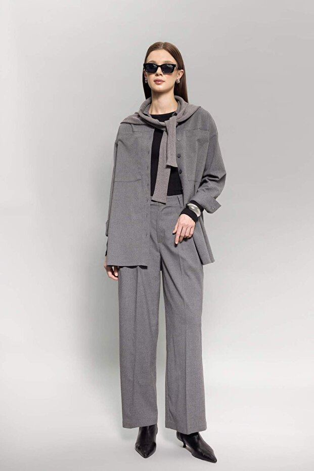 Wide Leg Wide Wide Leg Double Pleated Basic Plain Woven Classic Trousers B3586Ax23Wn
