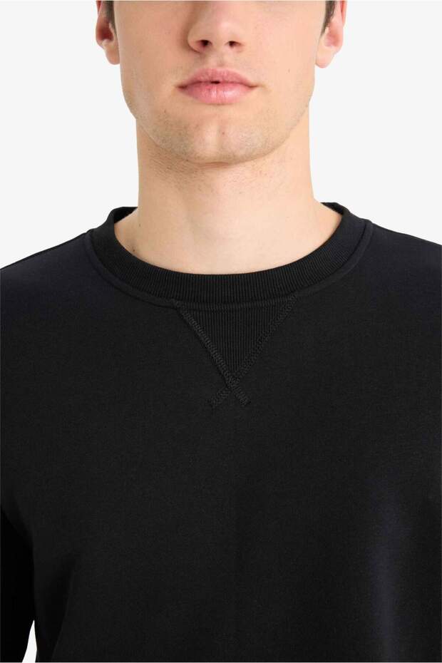 Regular Fit Bisiklet Yaka Kalın Basic Düz Sweatshirt T3777AZ23AU - 5
