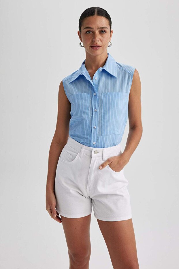 Oversize Fit Striped Premium Sleeveless Shirt A8846ax23hs