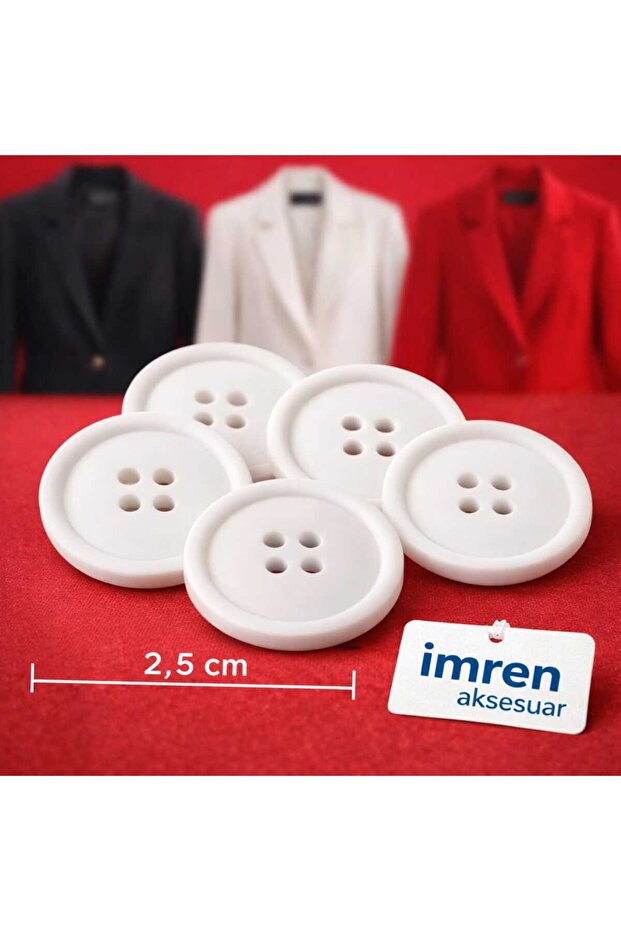Trench Coat, Jacket, Coat, Cardigan Button 2.5 cm Stick Button 1 Pack 10 Pieces (White)
