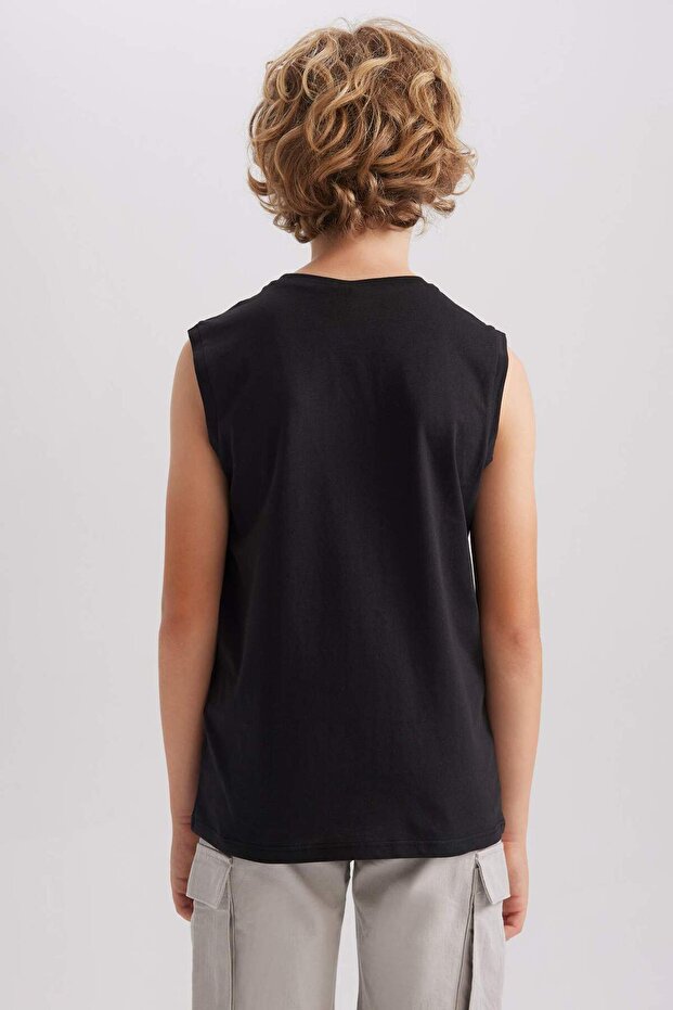 Bisiklet Yaka Basic Düz Atlet Erkek Çocuk B0669A8NS - 5