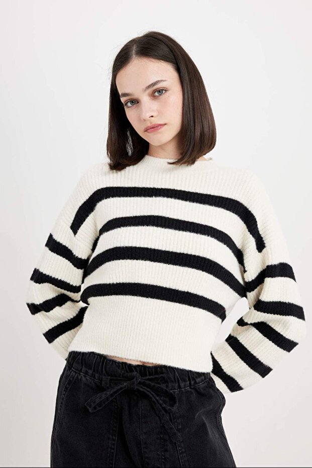 Regular Fıt Bisiklet Yaka Triko Kazak R1285AZ23CW - 3