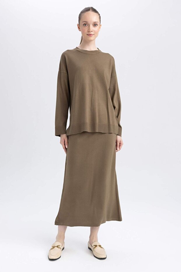 A-Line Basic Plain Knitwear Maxi Skirt A9808Ax23Wn