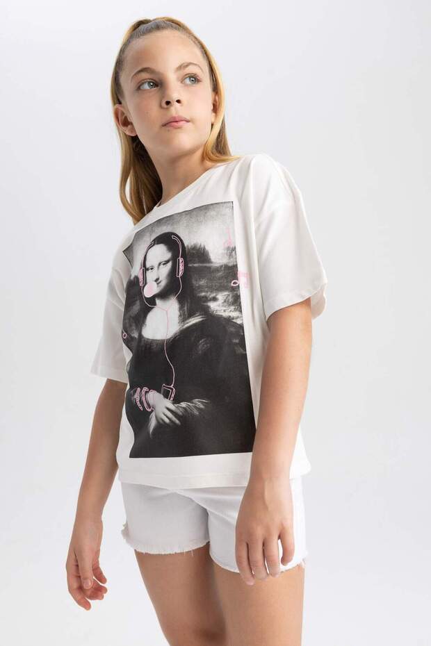 Mona Lisa Relax Fit Crew Neck Short Sleeve T-Shirt Girl's A5233A823Hs