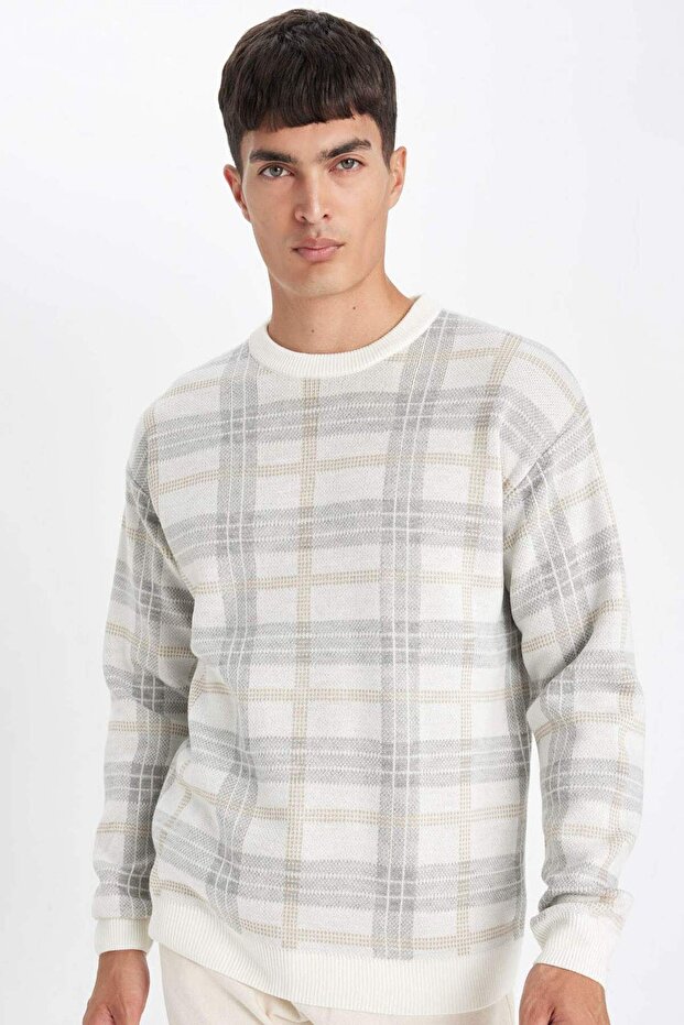 Relax Fit Crew Neck Patterned Knitwear Sweater Y0619Az22Wn