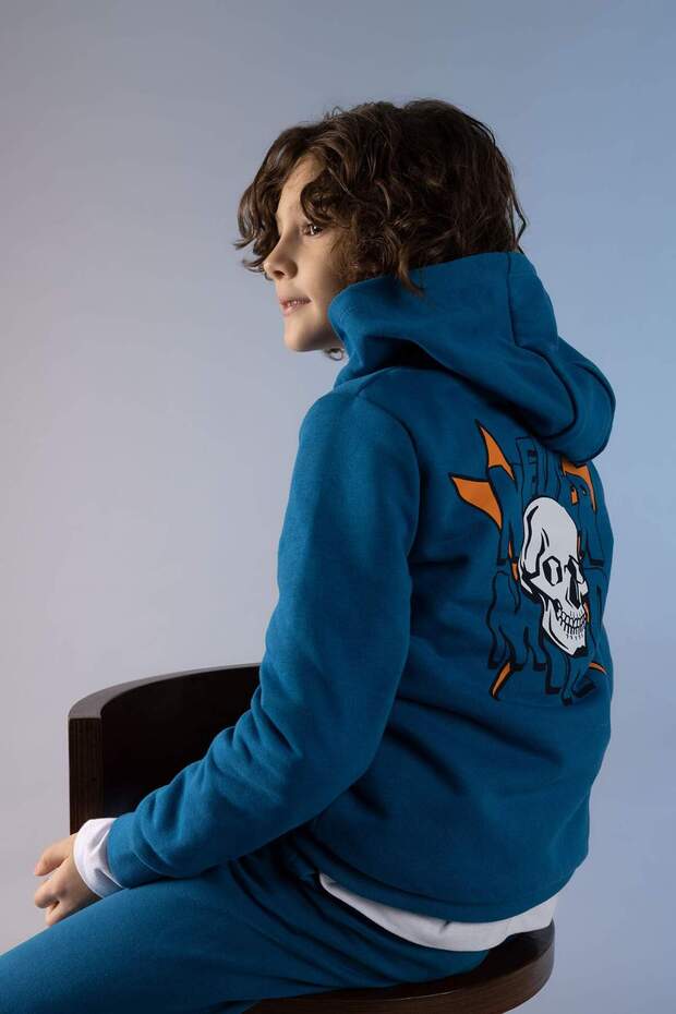 Boy's Back Printed Hooded Sweatshirt Z2840A623Sp
