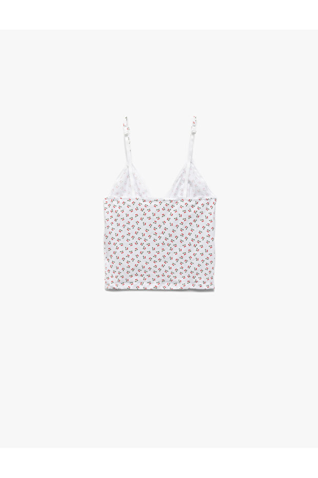 Cotton Thin Strap Cherry Printed Pajama Top - 2