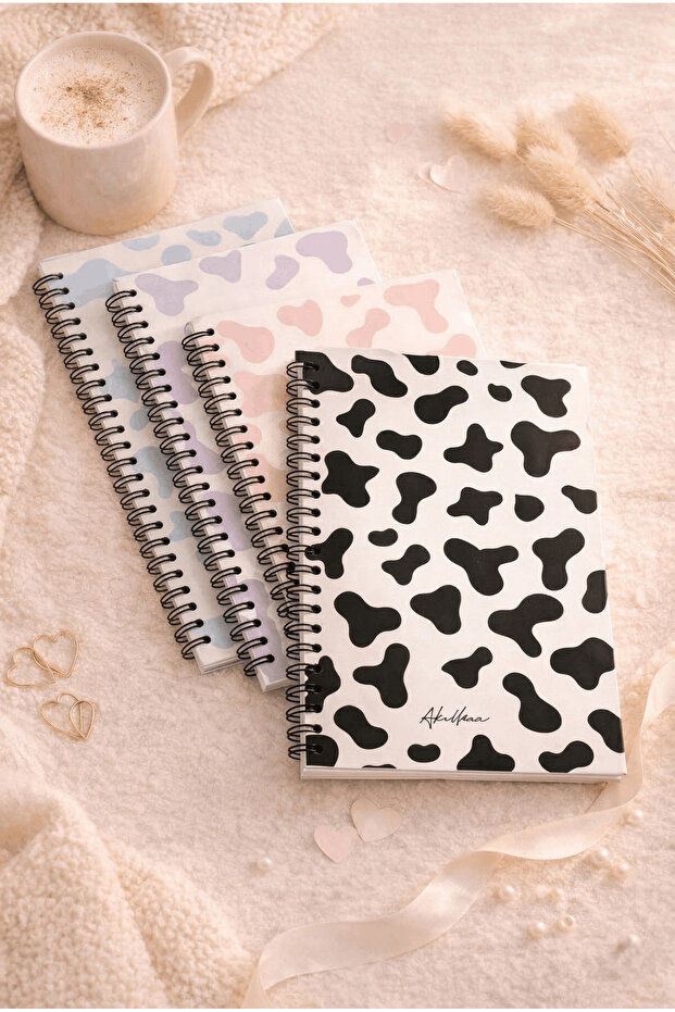 AKILLICA 4'lü Noktalı Defter Seti 13 X 20 Cm 56 Yaprak Karton Kapak Spiralli Defter Mottled Series