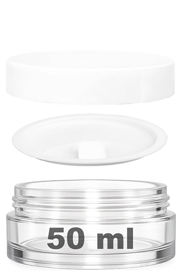 50 ml Plastic White Cap and 50 cc Clear Glass Cream Jar with Inner Lid (1 Piece)