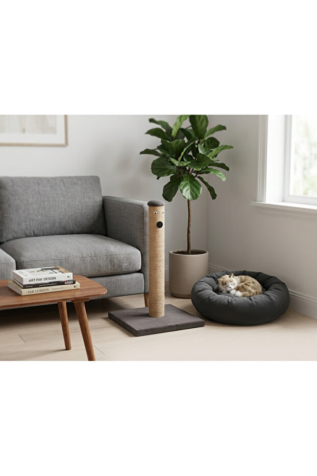 Gray Set of 2 - Scratching Board and Fleece Bagel Cat Bed