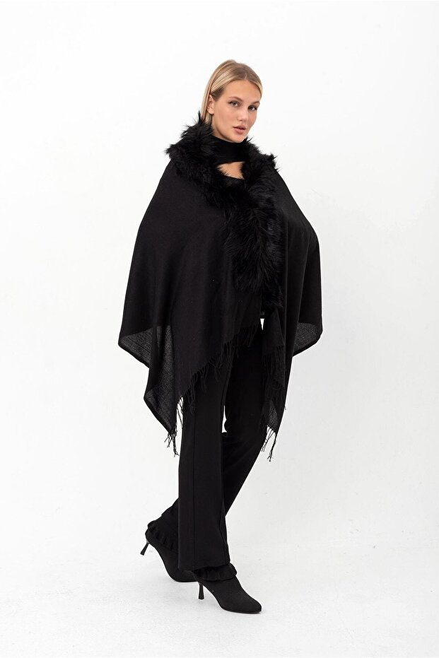 Furry Tassel Poncho