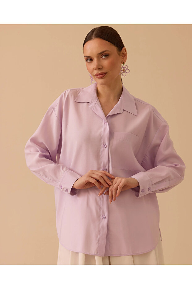 Oversize Basic Keten Gömlek - 3